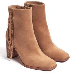 Sam Edelman ONA Fringe Heeled Boot in Camel NEW Without Box